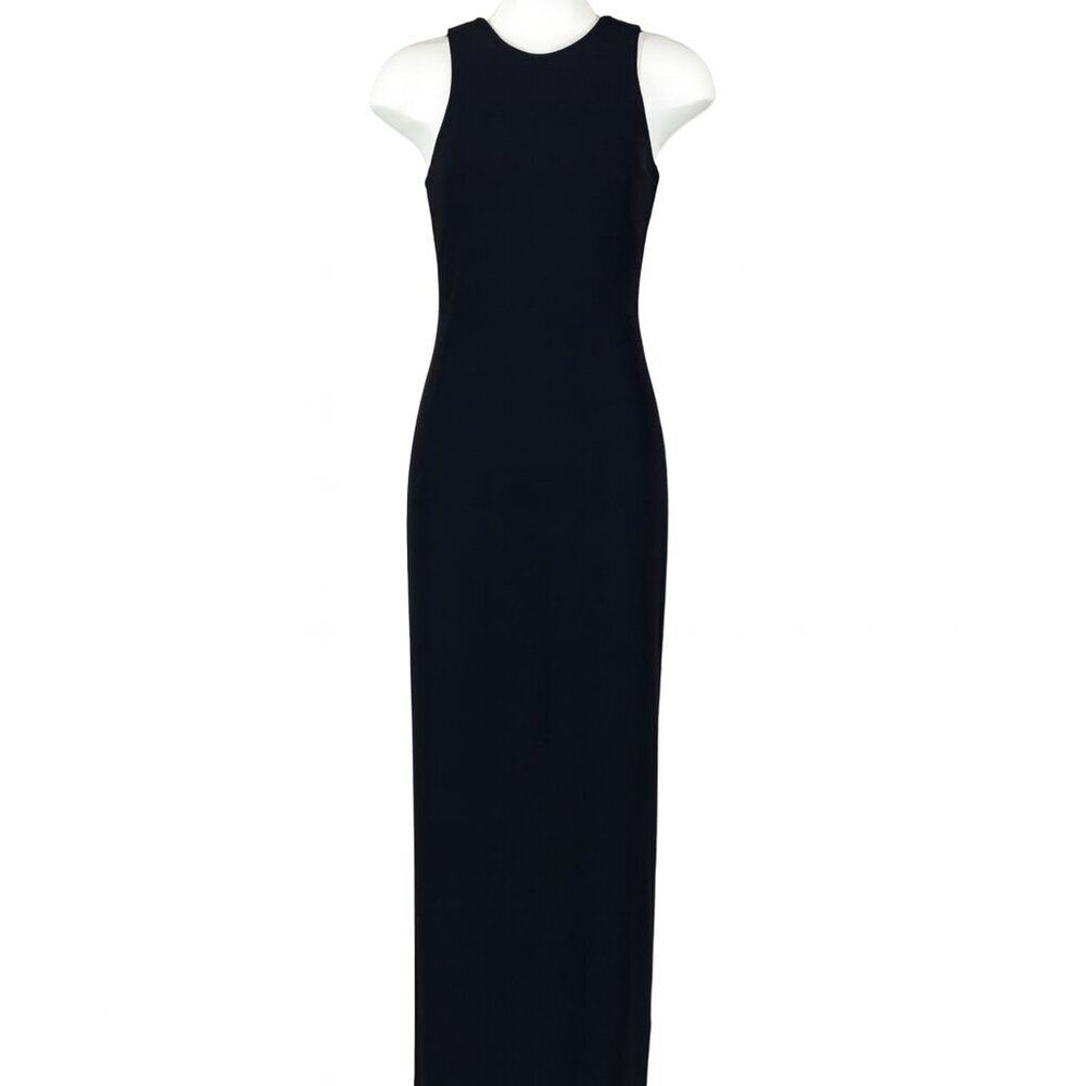 Papell Boutique Higher Neck Black Maxi Length Formal Dress Gown SIze 4 Y2K 90s